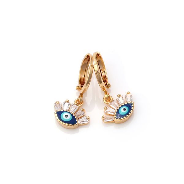 

evil eye shiny zircon earring gold color earrings bohemian earring for women female turkish jewelry ey6188, Golden