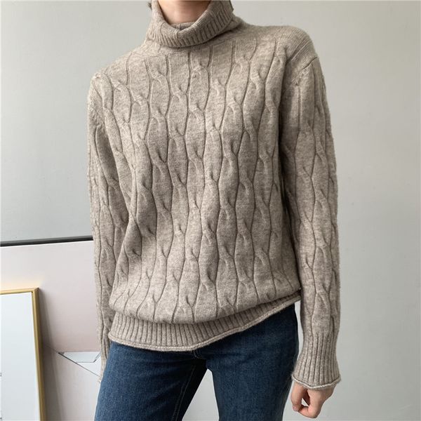 

turtleneck sweater women 2019 new autumn and winter loose thick long-sleeve sweater female wild knit pullover ns1376, White;black