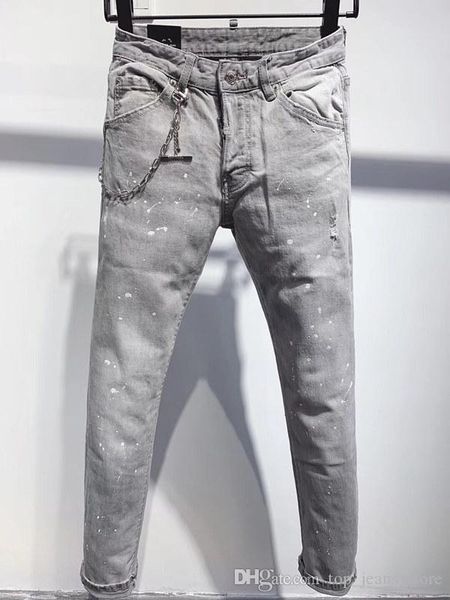 

2019 new arrival brand designer men denim jeans embroidery pants fashion holes trousers italy size 44-54 #9633, Blue