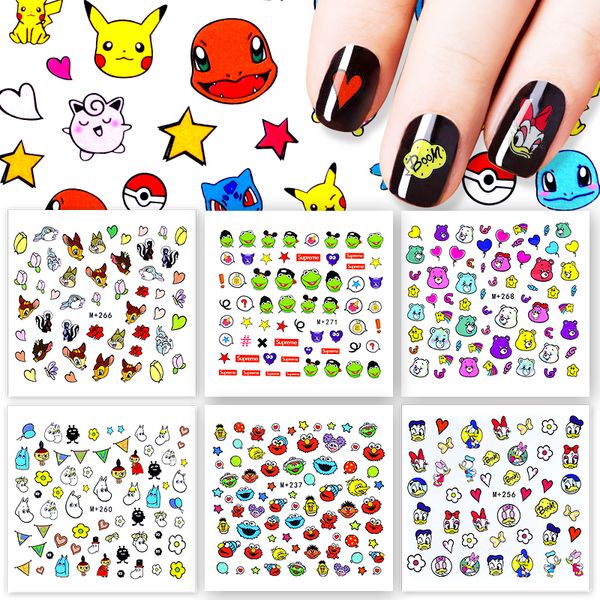 

1 sheet 31 styles optional 2019 new arrival diy nail sticker water transfer cartoon design tips nail beauty manicure decal, Black