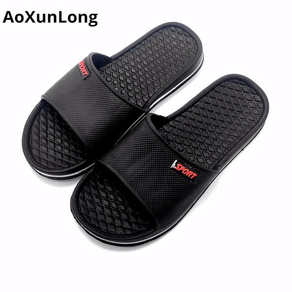 

aoxunlong summer men slippers slide flat home slippers beach casual shoes men gray eu 40/44 flip flop zapatos hombre 057, Black