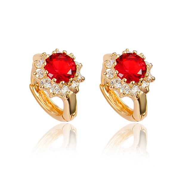 

eye-catch earrings ruby brillant beautiful jewelry 18k yellow gold filled womens girls hoop earrings gift, Golden;silver