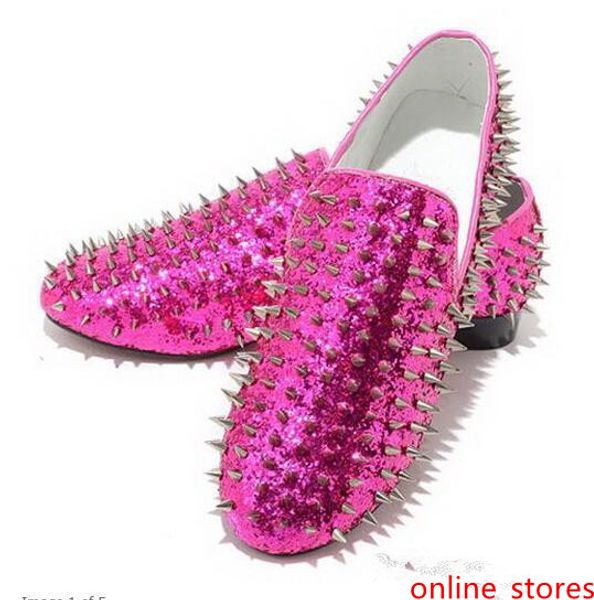 

luxurious red bottom rollerboy spikes loafers men,women slip on genuine leather spikes casual shoes,outdoor flat with walking party dress sh