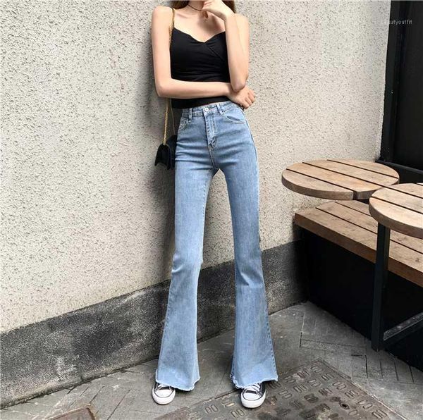 

flare jeans woman denim trousers vintage women clothes 2019 spring summer high waist stretchy skinny jeans pants1, Blue