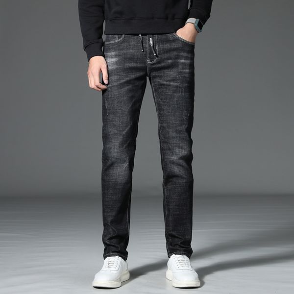 

large men's jeans straight denim pants, Blue