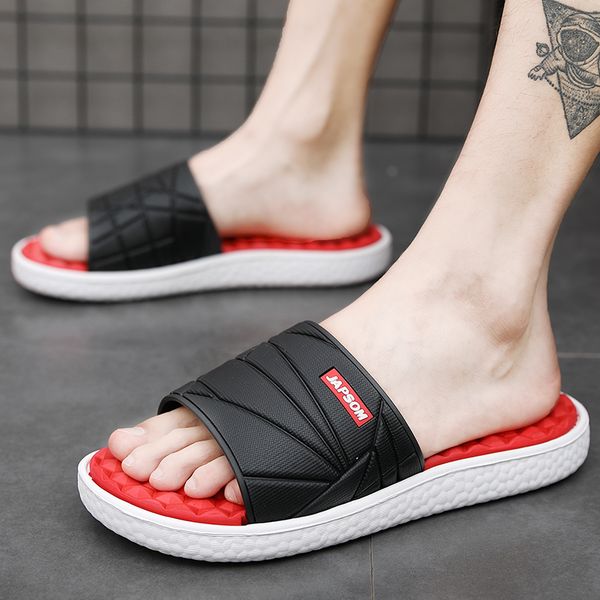 

slippers men shoes summer bathroom slipper male couple beach sandals fashion home slippers non-slip floor flip flops, Black