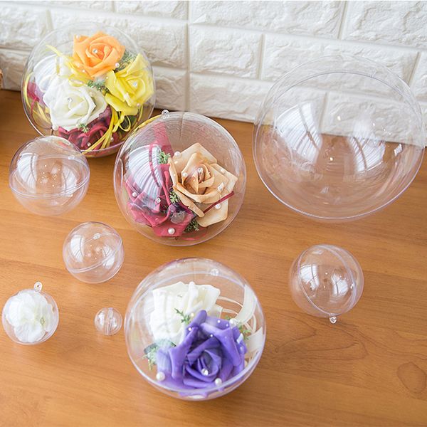 

10 pcs christmas trees decorations ball transparent open plastic clear bauble ornament gift present box decoration