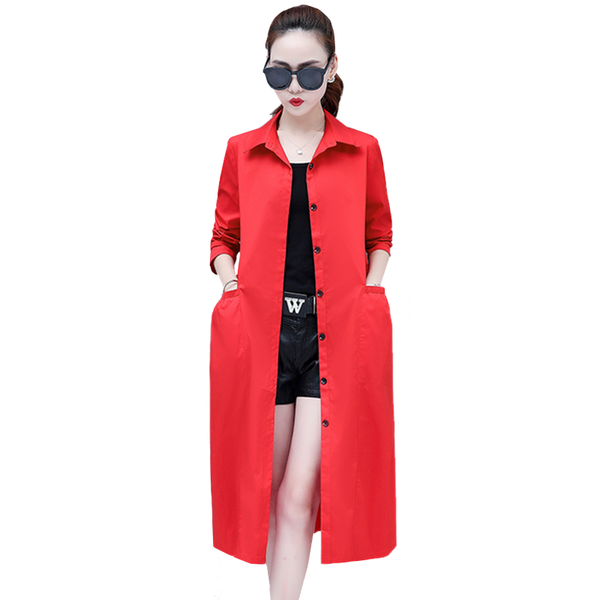 

2020 new spring autumn coat women red long trench coat korean fashion slim plus size thin windbreaker women overcoat 4xl d3376, Tan;black