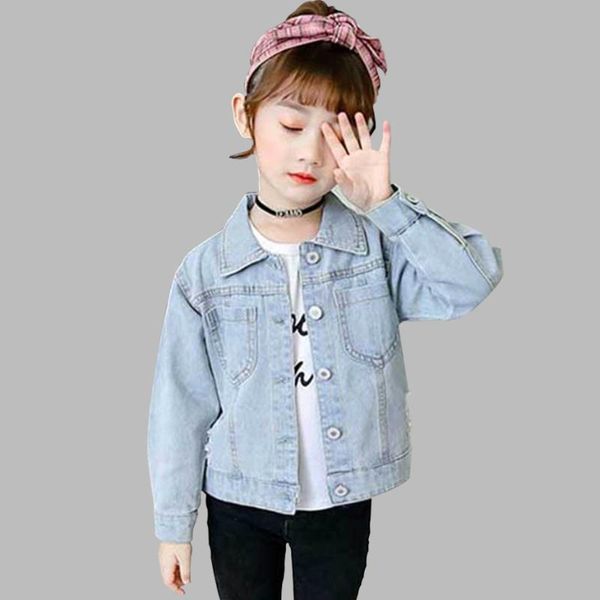 

childrens' jacket patchwork denim jacket for girls star mesh kids coat spring autumn novelty clothes for girls 6 8 10 12, Blue;gray