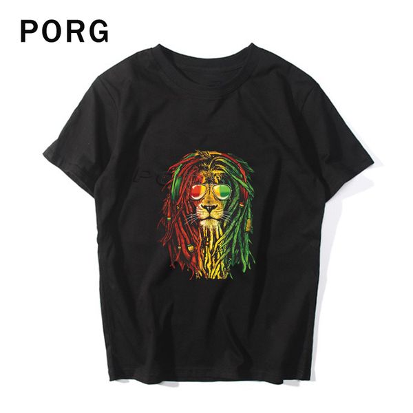 

rasta lion с коротким рукавом повседневная свободная o-образным вырезом мужчины / женщины футболка повседневная летняя прохладная футболка с, White;black