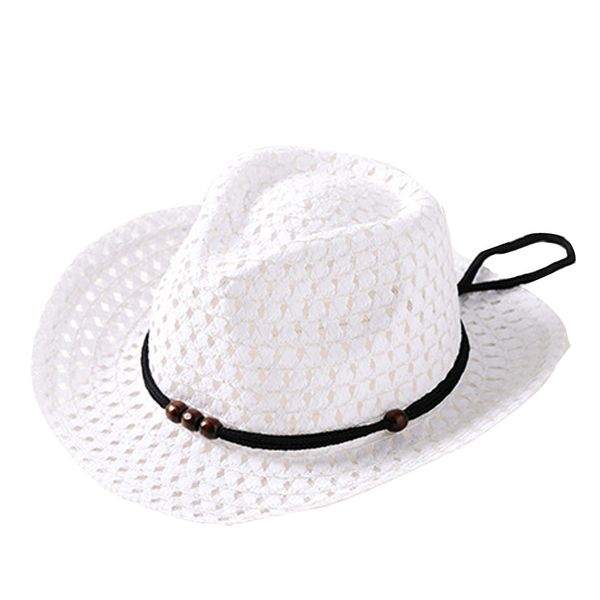 

lonsant summer cowboy straw hat for children solid weaving sweet retro kid sun cap beach panama hat jazz fedora boy straw hat, Yellow