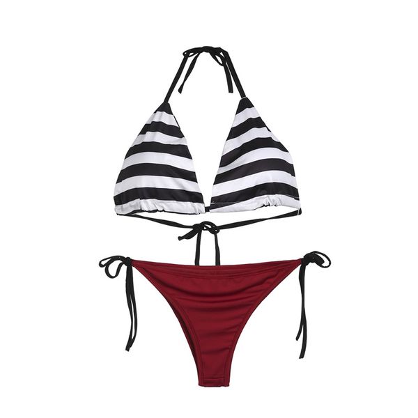 

2019 summer family matching women girl floral stripe bikini suit summer bandage swimwear swimsuit beachwear