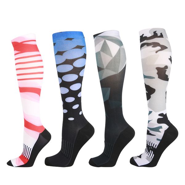 

men printed pressure socks running fast drying compressed travel holiday compression socks varicose mens novelty socks, Black