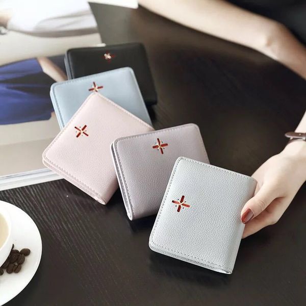 

new hasp women wallets cute fold leather small purses & wallets female card holder coin pocket ladies short clutch carteira, Red;black