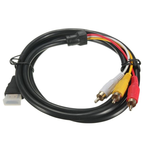 

5 feet 1080p hdtv hdmi male to 3 rca audio video av cable cord adapter converter connector component cable lead for hdtv new