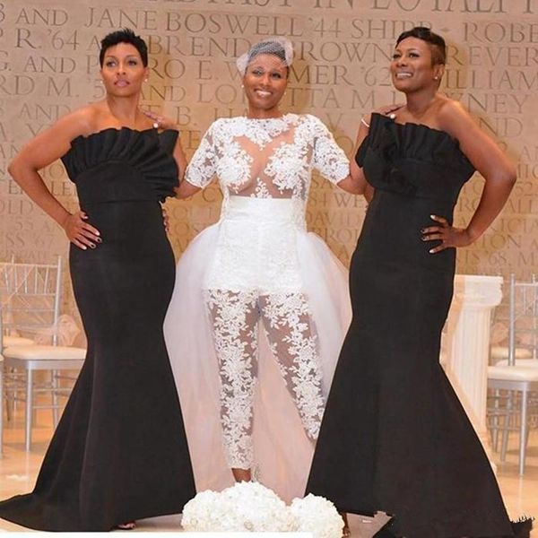 

south africa mermaid bridesmaid dresses plus size 2020 ruffle strapless elegant evening wedding party dress custom made, White;pink