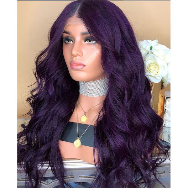70CM Natural Long Wig Purple Party Cosplay Female Long Curly Hair Fashion Synthetic Wig wavy hair 2M81114