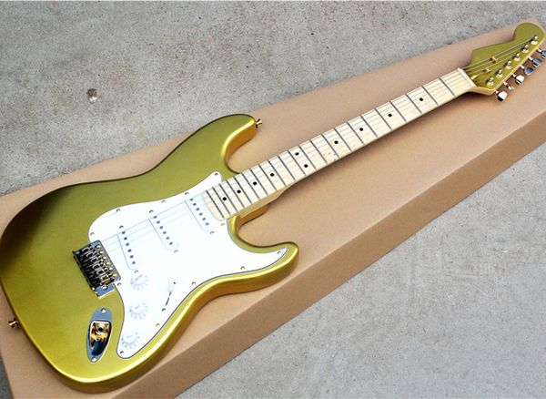 

factory wholesale gold electric guitar with reversed headstock,maple fretboard,white pickguard,can be customized as request