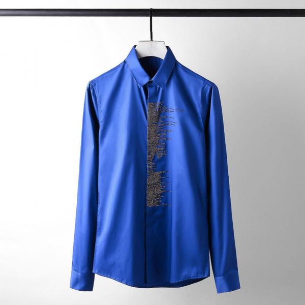 

luxury mosaic diamond men shirt fashion solid color long sleeve dress shirts men white black mens shirts casual slim fit