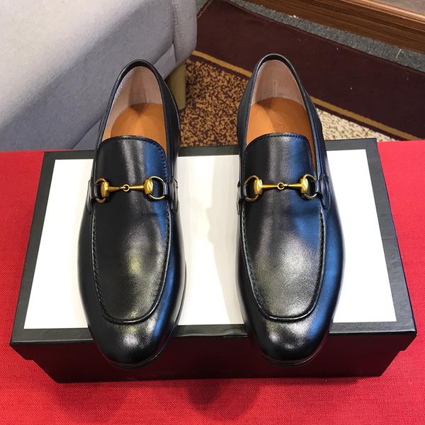 

leather loafer with gg web mens shoes vintage design lightweight plus size shoes fashion formal men shoes zapatos de hombre, Black