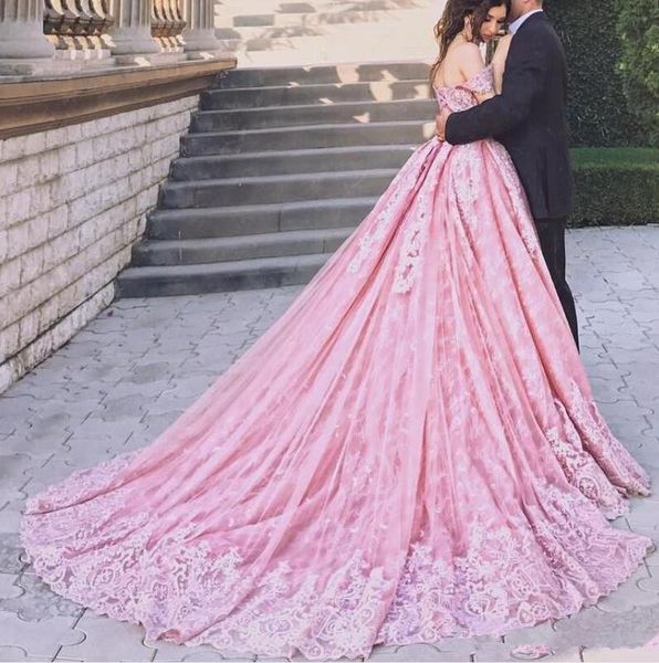 

розовый кружева принцесса выпускного вечера вечерние платья 2019 винтаж с плеча собор поезд арабский дубай плюс размер кружева up корсет веч, Black