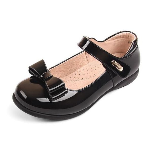 

new student school shoes dress black baby girl princess leather shoes children party dance comfortable kids flats 02b, Black;grey