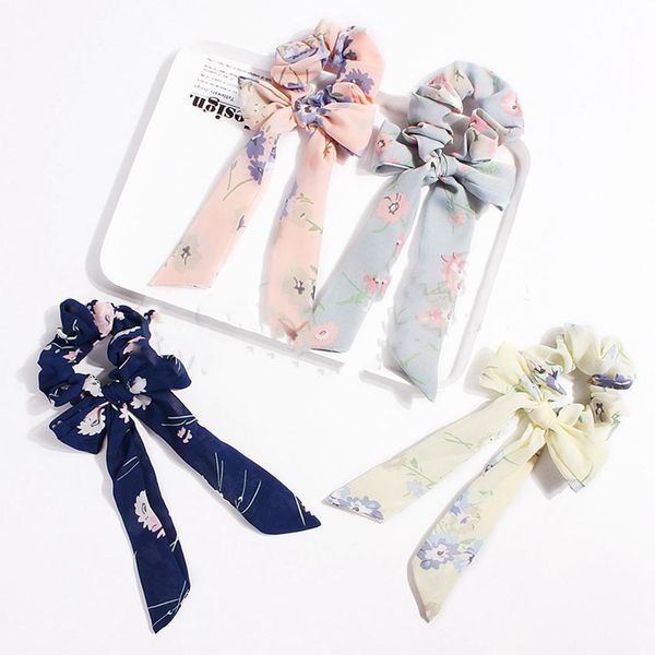 

ponytail scarf elastic hair rope hair bow ties scrunchies hair bands flower print ribbon hairbands fa3002