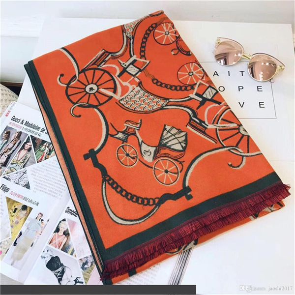 

шарф для женщин роскошный конный автомобиль узор кашемировый дизайнер толстые шарфы теплые длинные шарфы 3 цвета размер 180x70cm высокое кач, Blue;gray