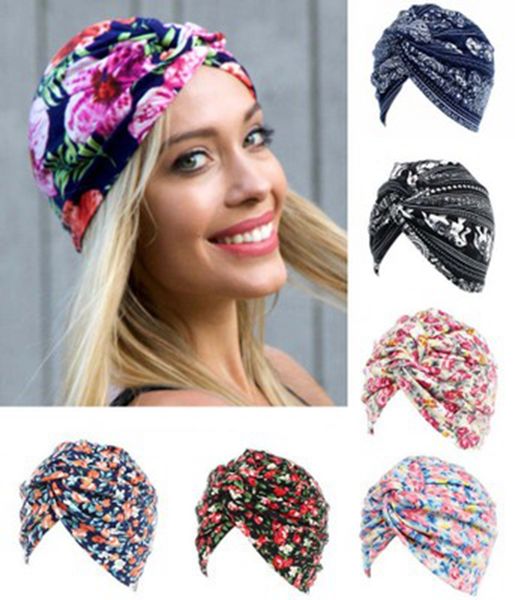

stretchy turban hat chemo skull cap women dome cogtton hair wrap head twist cap floral scarf hair accessories ljjj10, Blue;gray