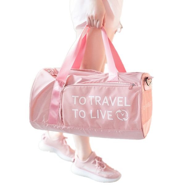 

woman travel bag dry and wet separation clothes shoes storage fitness shoulder bags packing cube organizer pink yoga tote bags