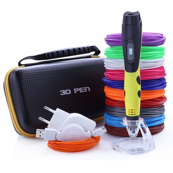 

оригинальная модель синяя 3d ручка с 20 цветными нитями пластиковая 3 d печать ручки творческая игрушка подарок на день рождения для детей д