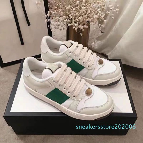 

new screener designer shoes luxury real leather designer sneaker man ace embroidered strawberry casual shoes for women s06, Black