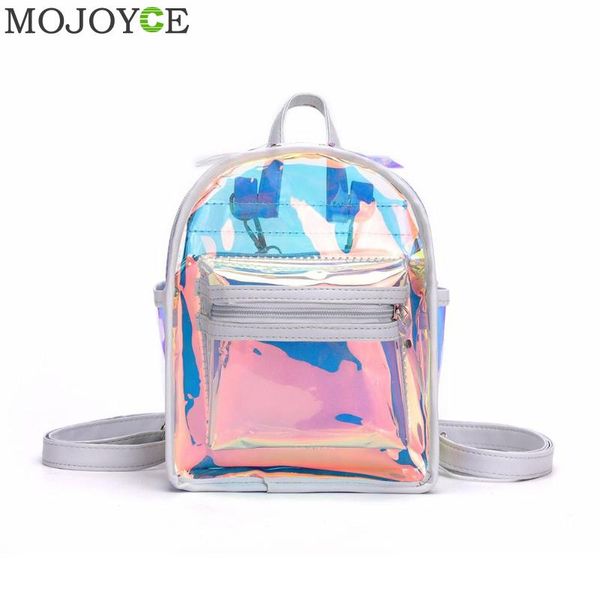 

2pcs/set backpack summer girls clear backpack personality lovely cute knapsack satchel schoolbag silver laser