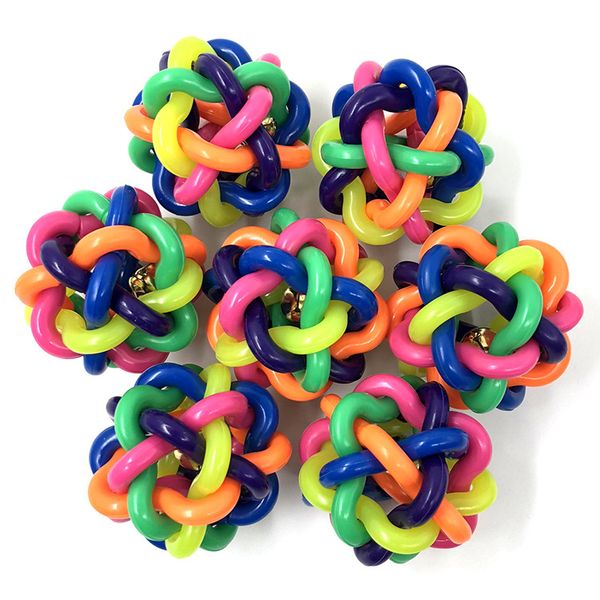 

tpr pet bell toy supplies colorful rubber rainbow bell ball preparation ball dog vent molar decompression toys 6cm