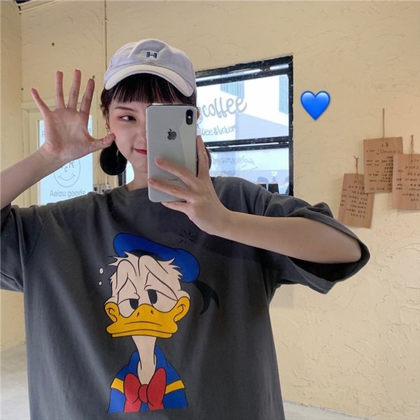 

cartoon short-sleeved women's 2020 loose student ins cartoon short-sleeved t-shirt women's 2020 loose student t-shirt ins, White