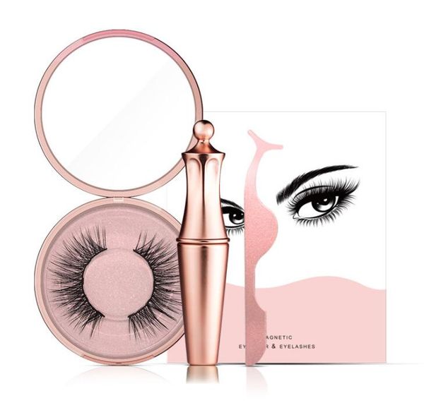 

2019 magnetic liquid eyeliner & magnetic false eyelashes & tweezer set magnet false eyelashes set glue make up tools 3 sets drop shipping