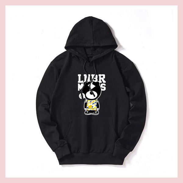 

luxury fashion clothing men hoodies 2019 explosion letter print thin sweater with bear pattern luxury casual hoodie wholesale, Black