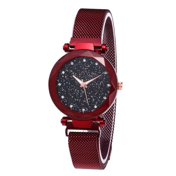 

women's fashion prismatic glass scale starry sky stainless steel bracelet mesh band quartz wrist watch, Slivery;brown
