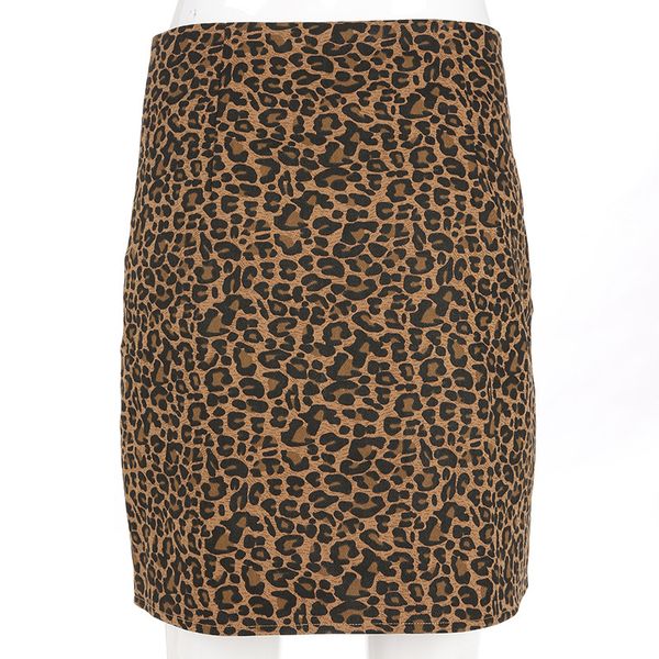 

leopard print skirt women spring summer bodycon high waist pencil skirt streetwear vintage front zipper mini skirt sj835v, Black