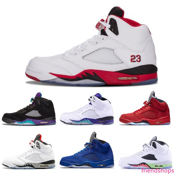 

discount mens basketball shoes 5 5s black grape white cement olympic gold medal space jam blue fire red sport sneakers size 7-13