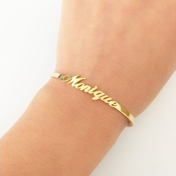 

fashion stainless steel personalized name bracelets bangles for women men jewelry adjustable open custom friend gift party, Black