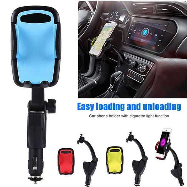 2 Usb Port Cigarette Lighter Socket Car Charger Mount Holder For