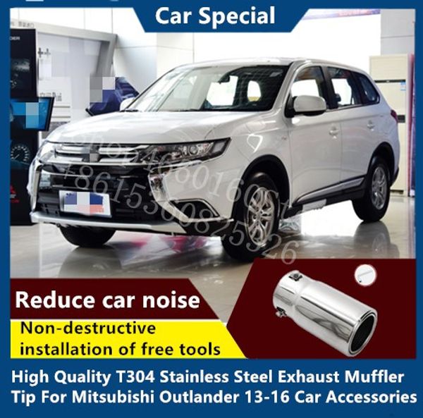 

puou t304 stainless steel exhaust muffler tip for mitsubishi outlander 13-16 car accessories