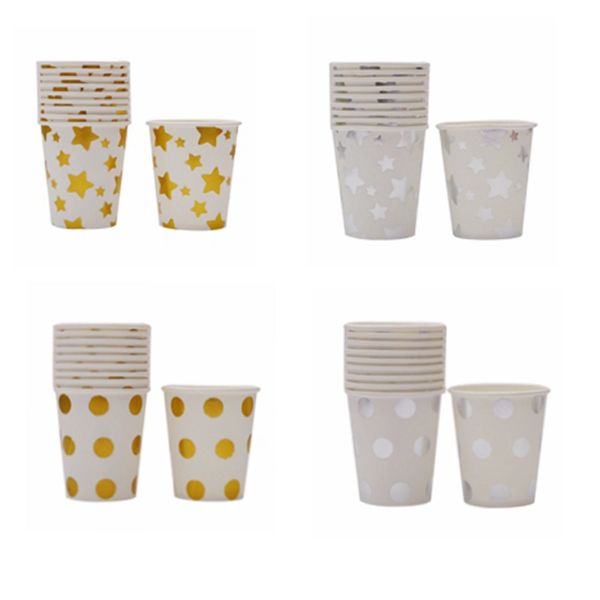 

10pcs hot stamping silver paper cup supplies children's birthday holiday graduation theme wedding universal party decoration