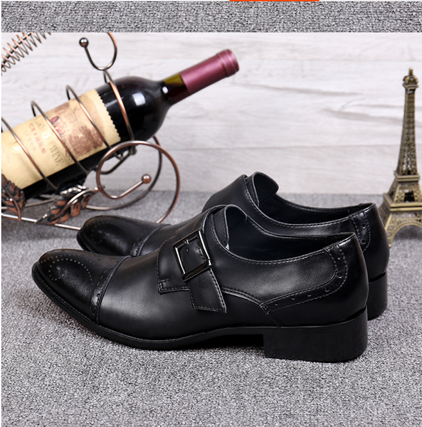 

chentel manual gentleman black fashion mens dress shoes genuine leather handsome mens shoes slip-on business shoe