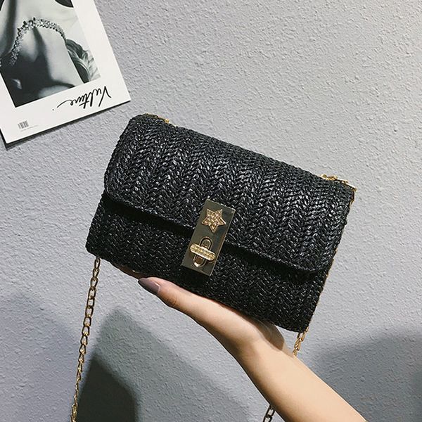 

women's squre bag handbags 2019 new arrival fashion shoulder bag solid color handbag woven beach bags girls casual pouch