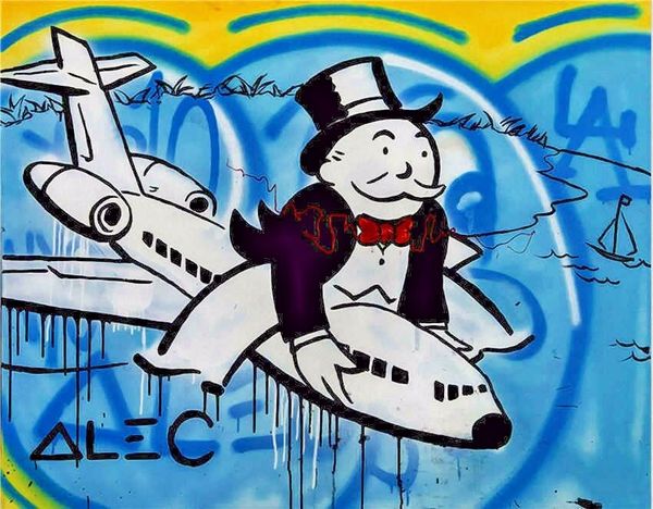 

wall art home decor handpainted &hd print alec monopoly oil painting on canvas urban art decor riding airplane 191007