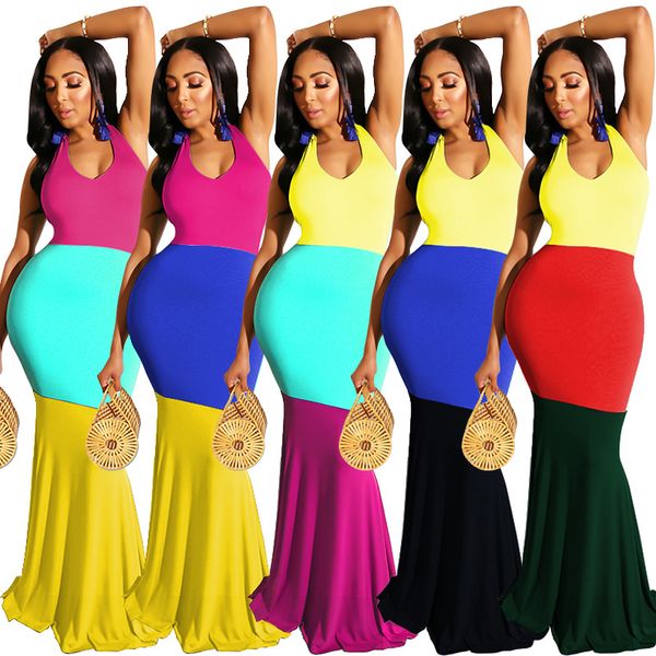 

spot 2020 explosion models european and american female fashion spring and autumn halter sleeveless comfortable dress, Black;gray