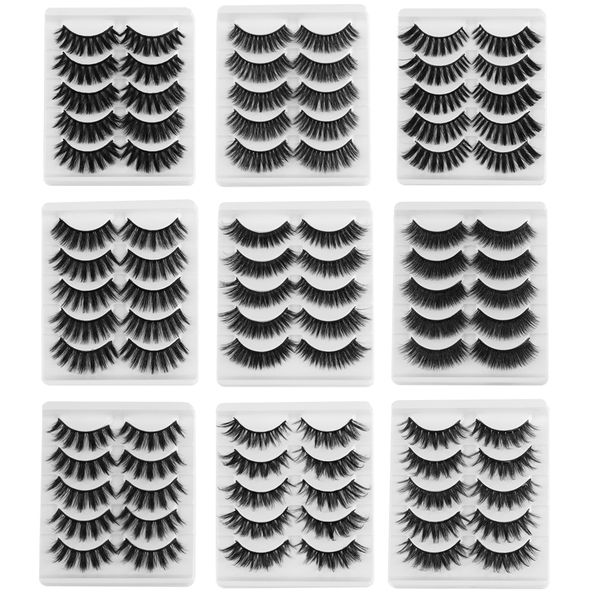 

new 5 pairs 5d mink hair false eyelashes 16 styles wispy cross fluffy lashes soft extension handmade eye makeup tools