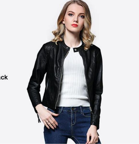 

женская осенняя и зимняя мода корейская версия деловой английский новый стиль бутик личности короткая кожа мотоцикла pu / s-2xl, Black